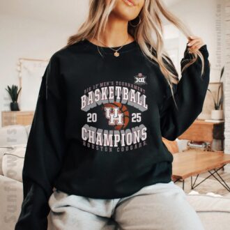 Shop Official Houston Cougars NCAA Big 12 Basketball Champions 2025 T-Shirt - Perfect for Fans