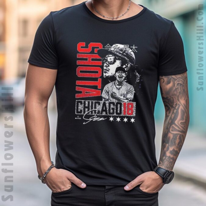Shota Imanaga Chicago Cubs 18 Retro Baseball T-Shirt - MLBPA Signature Artwork