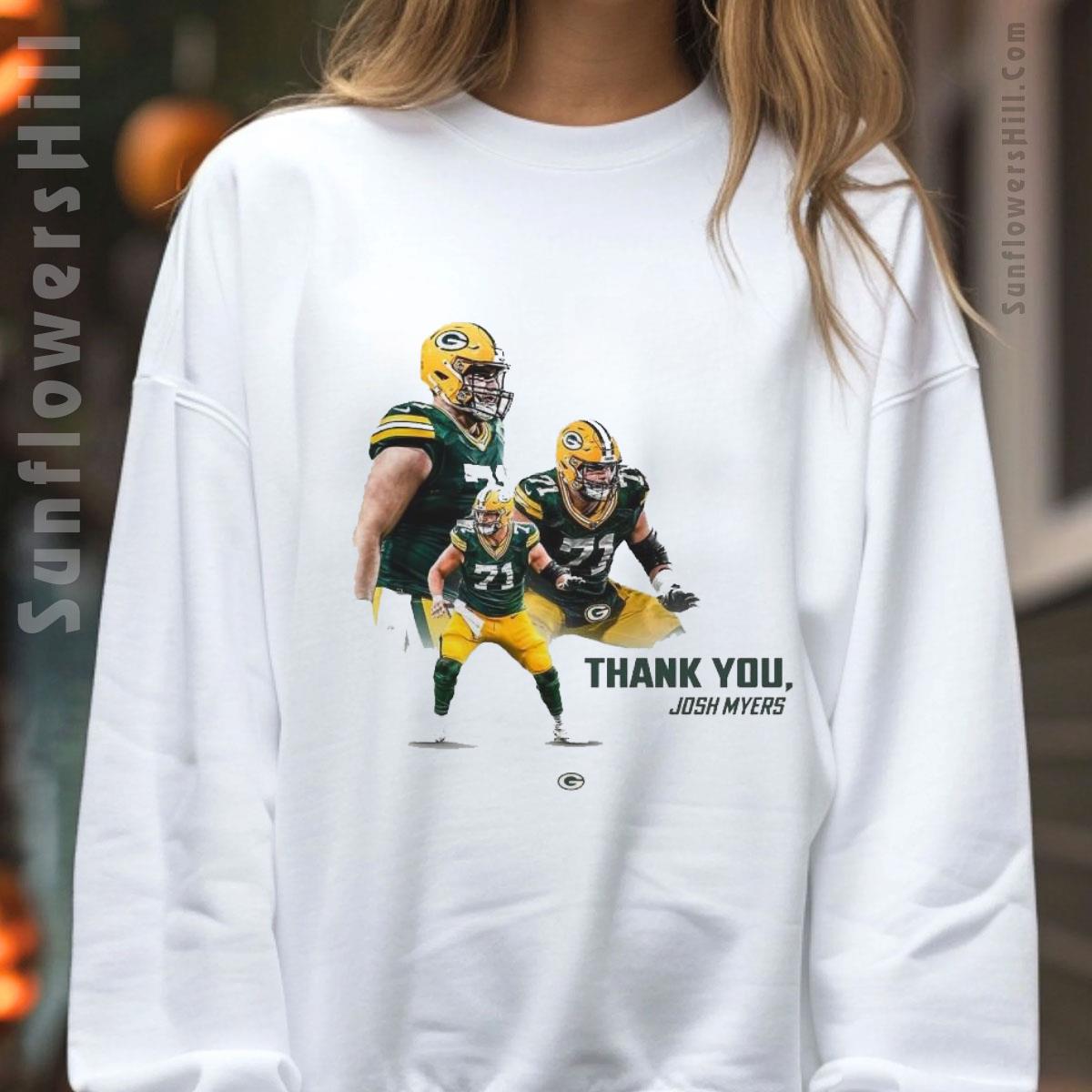 Green Bay Packers Thank You Josh Myers NFL Football 2025 T-Shirt - Sport Gifts Collection