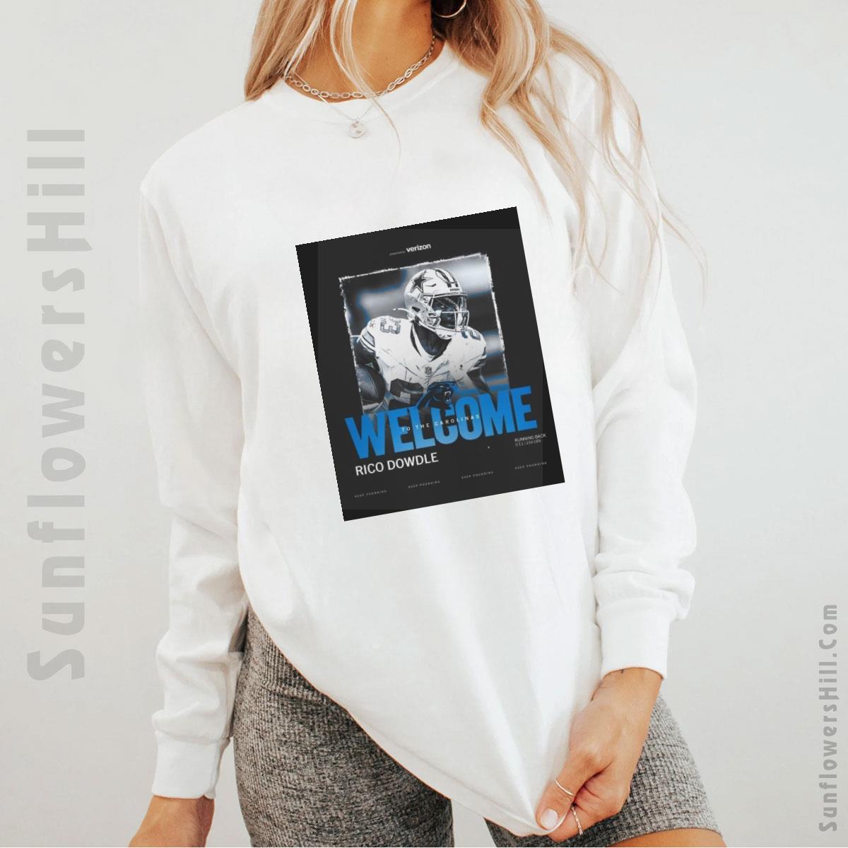 Carolina Panthers Rico Dowdle Running Back T-Shirt - Welcome to the Carolinas, Keep Pounding Official Poster