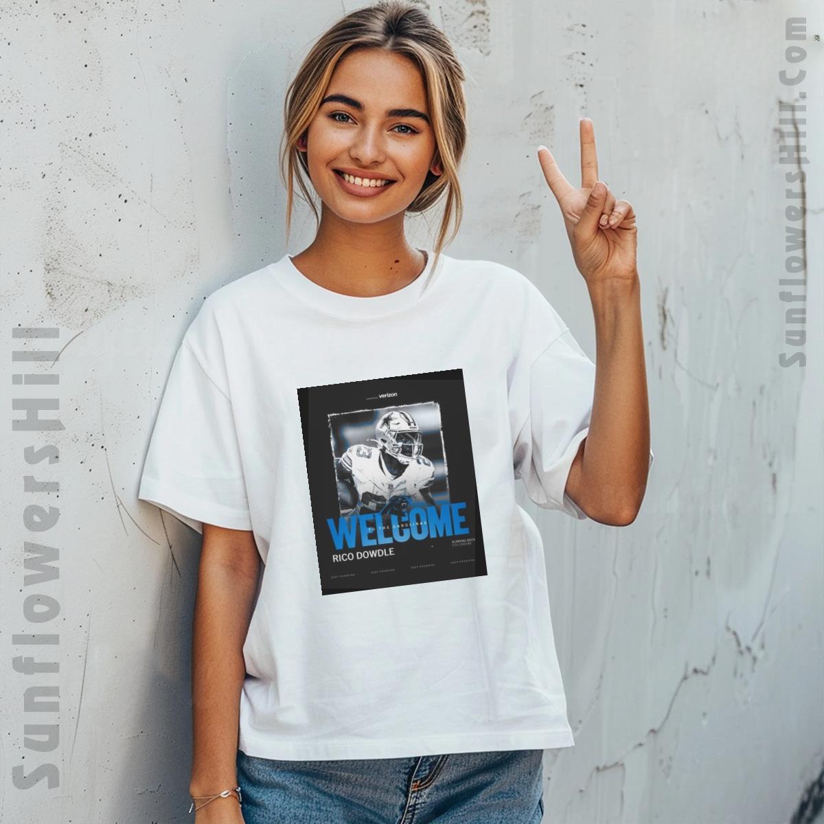 Carolina Panthers Rico Dowdle Running Back T-Shirt - Welcome to the Carolinas, Keep Pounding Official Poster