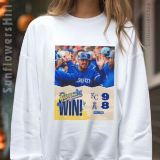 Kansas City Royals vs. Los Angeles Angels Poster T-shirt - 9-8 Win Over Los Angeles Angels Poster Style