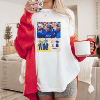 Kansas City Royals vs. Los Angeles Angels Poster T-shirt - 9-8 Win Over Los Angeles Angels Poster Style