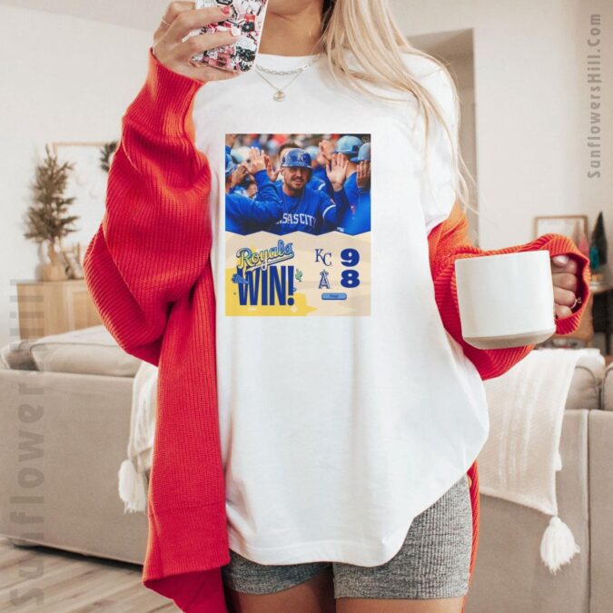 Kansas City Royals vs. Los Angeles Angels Poster T-shirt - 9-8 Win Over Los Angeles Angels Poster Style