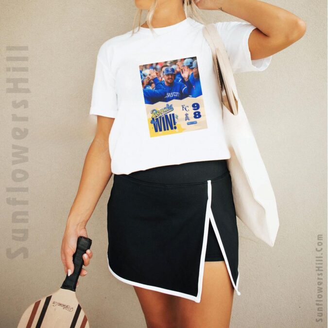 Kansas City Royals vs. Los Angeles Angels Poster T-shirt - 9-8 Win Over Los Angeles Angels Poster Style