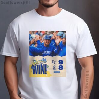 Kansas City Royals vs. Los Angeles Angels Poster T-shirt - 9-8 Win Over Los Angeles Angels Poster Style