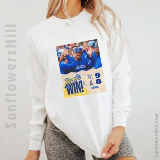 Kansas City Royals vs. Los Angeles Angels Poster T-shirt - 9-8 Win Over Los Angeles Angels Poster Style