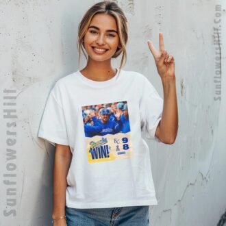 Kansas City Royals vs. Los Angeles Angels Poster T-shirt - 9-8 Win Over Los Angeles Angels Poster Style