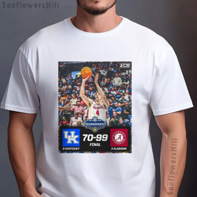 Kentucky Wildcats vs Alabama Crimson Tide SEC 2025 Basketball Shirt - Final Score 70-99