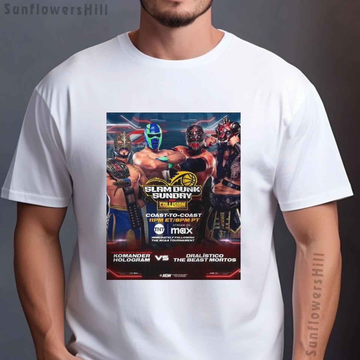 Komander vs Dralistico AEW Collision T-Shirt - Slam Dunk Sunday AEW Wrestling Shirt
