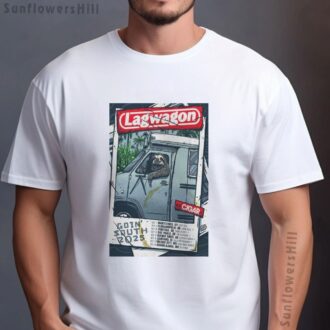 Lagwagon Goin' South 2025 Tour Poster T-Shirt - Montevideo Uruguay & Florianopolis Brazil Punk Rock Merch