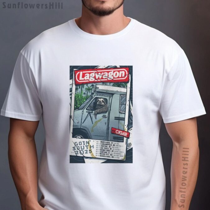 Lagwagon Goin' South 2025 Tour Poster T-Shirt - Montevideo Uruguay & Florianopolis Brazil Punk Rock Merch