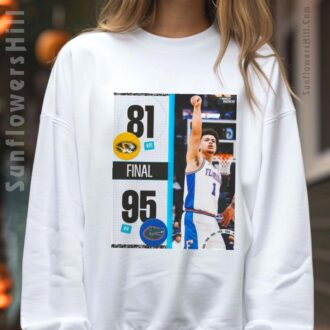 NCAA SEC Tournament 2025 Missouri Tigers vs. Florida Gators 81–95 Final Score T-Shirt