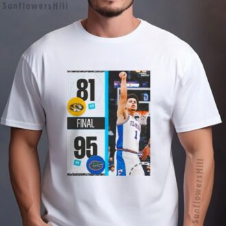 NCAA SEC Tournament 2025 Missouri Tigers vs. Florida Gators 81–95 Final Score T-Shirt
