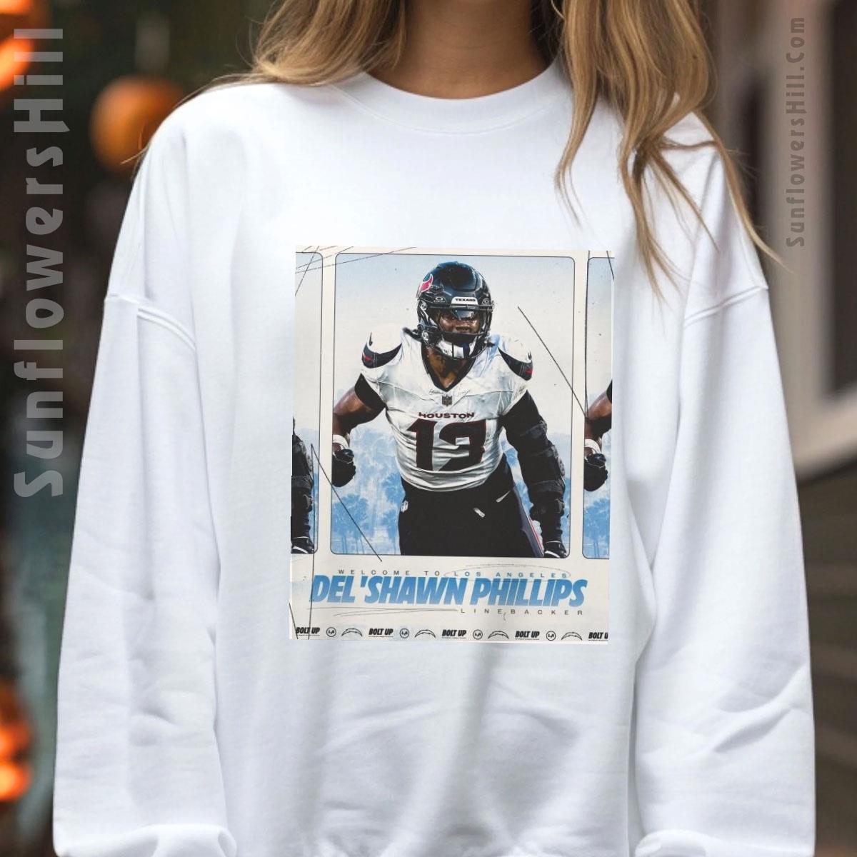 NFL Los Angeles Chargers Del'Shawn Phillips T-Shirt - Bolt Up Linebacker Apparel