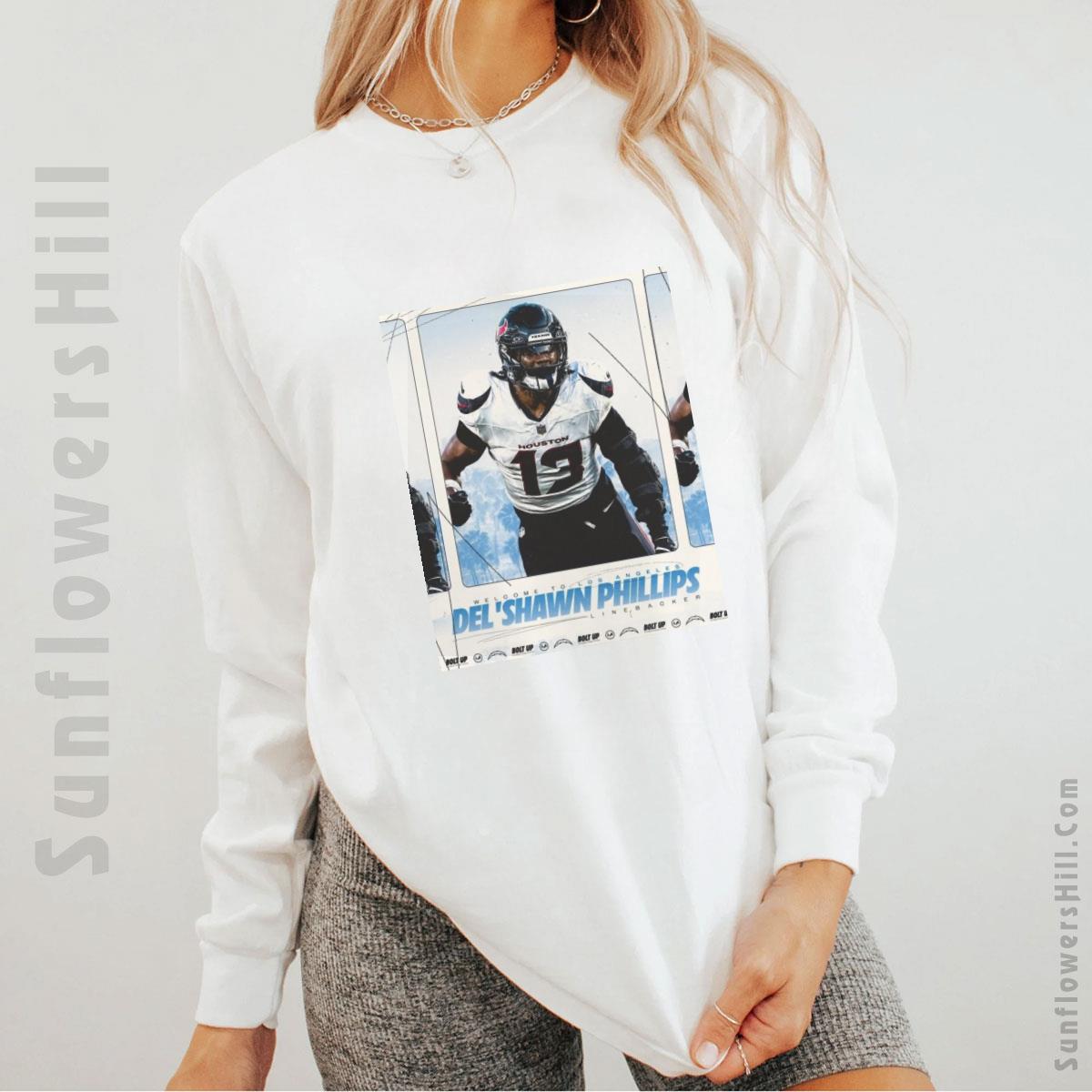 NFL Los Angeles Chargers Del'Shawn Phillips T-Shirt - Bolt Up Linebacker Apparel