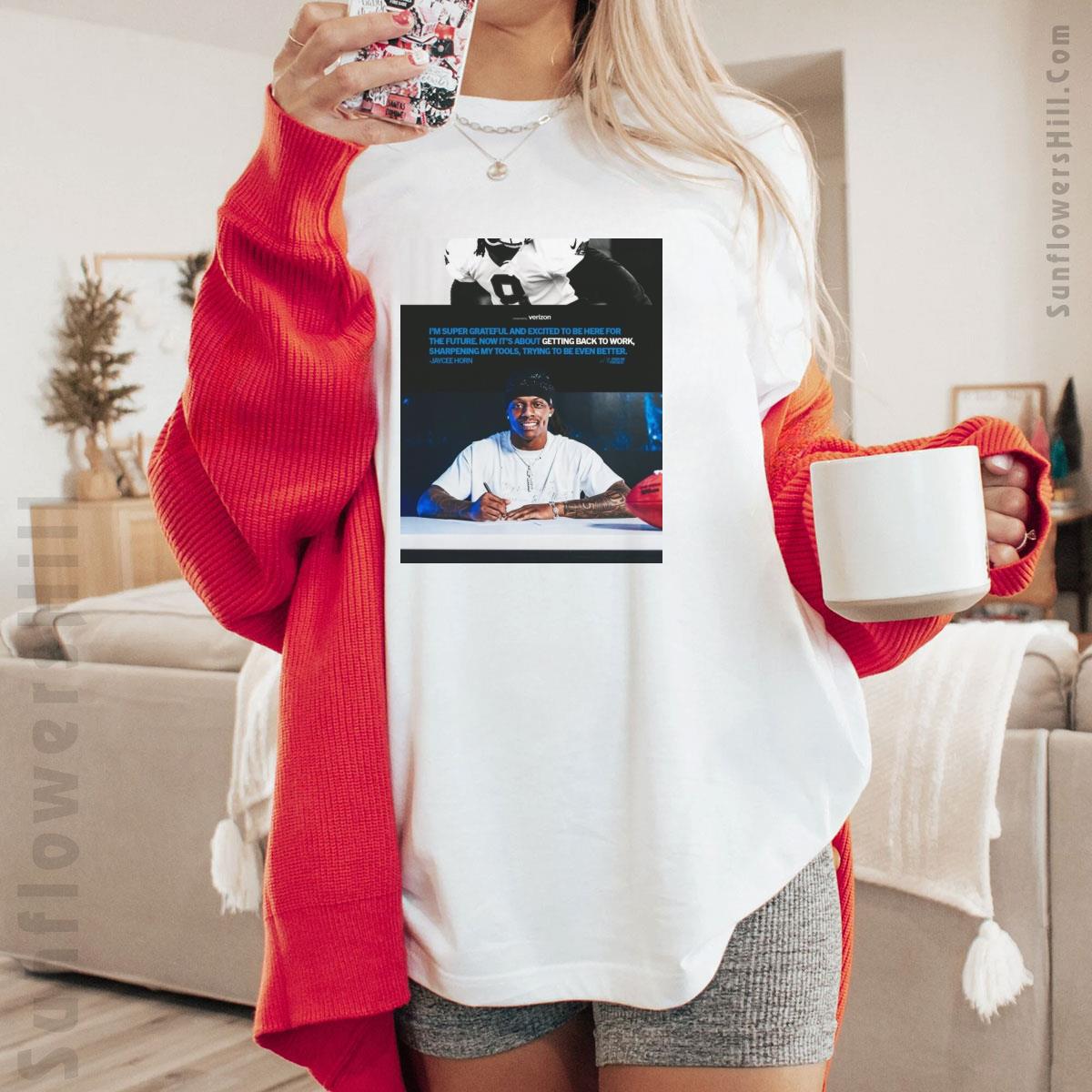 Poster Carolina Panthers Jaycee Horn Grateful & Excited T-Shirt, NFL Sports Fan Apparel