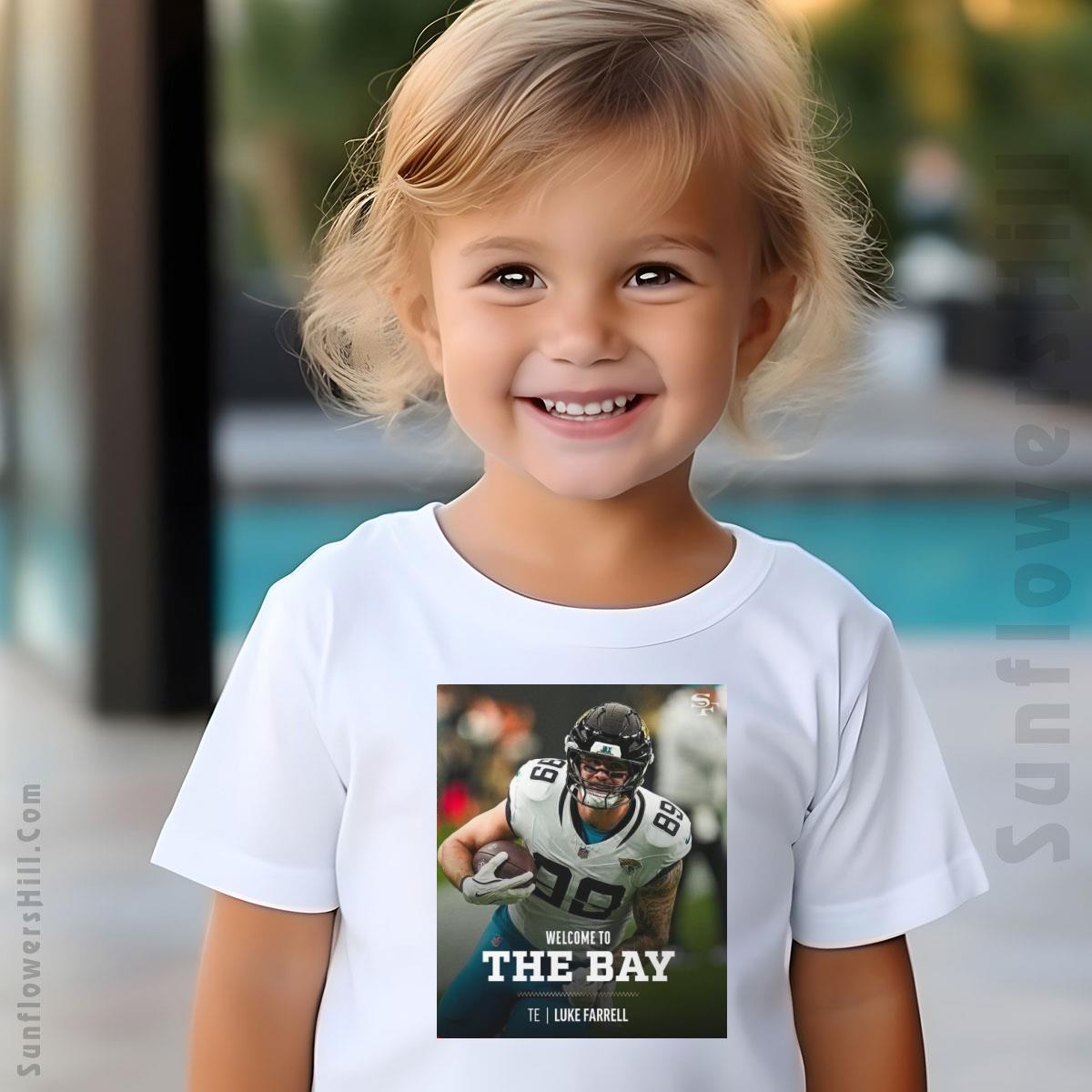San Francisco 49ers NFL Welcome to the Bay TE Luke Farrell T-Shirt - Official Poster Design for Fans