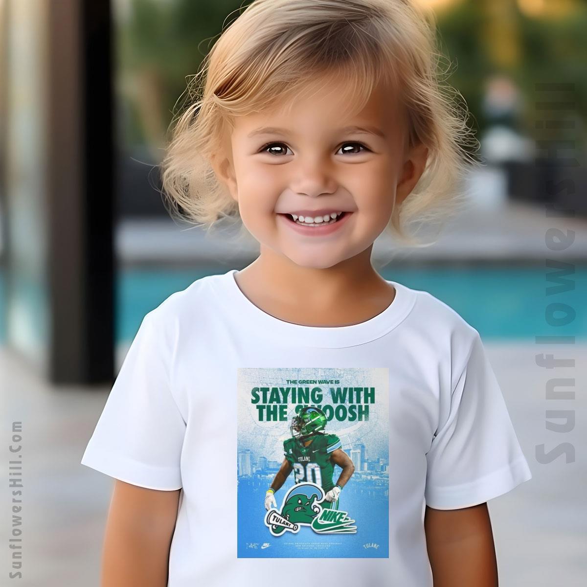 Tulane Green Wave Football Shirt - Official The Green Wave Is Staying With The Swoosh Poster Design
