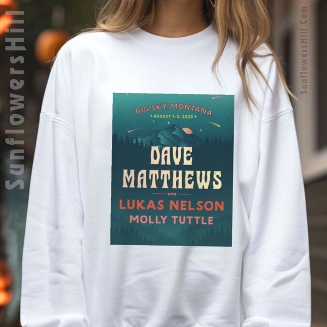 Dave Matthews Lukas Nelson Official Big Sky Montana 2025 Concert T-Shirt - August 1-2 Event