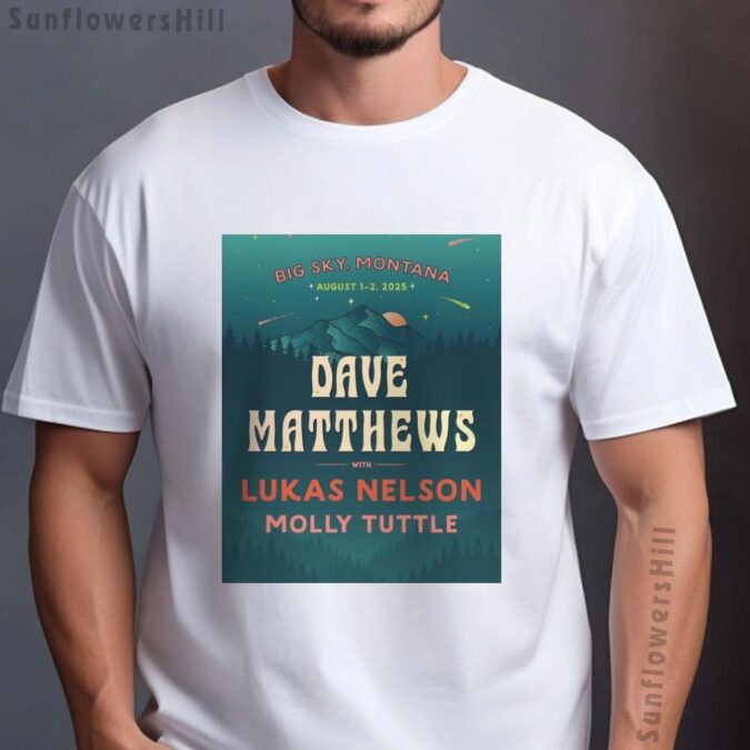 Dave Matthews Lukas Nelson Official Big Sky Montana 2025 Concert T-Shirt - August 1-2 Event