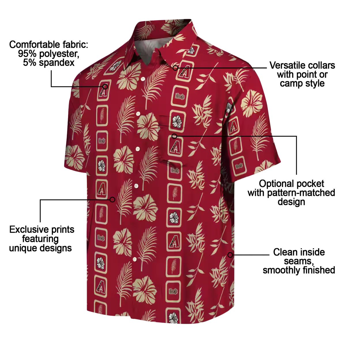 Arizona Diamondbacks Floral Aloha Shirt - Red MLB Team Hawaiian Shirt for Beach & Summer