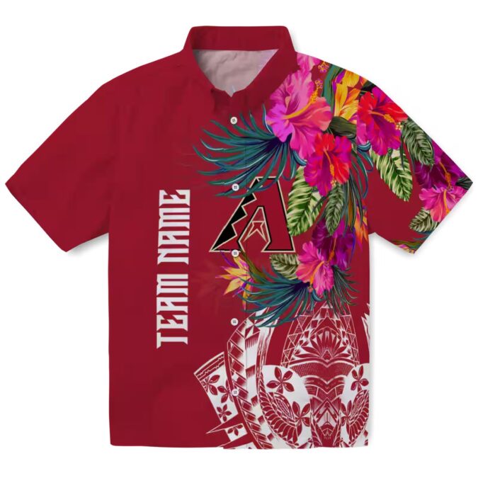 Arizona Diamondbacks Floral Hawaiian Shirt - MLB Polynesian Red Tropical Summer Fan Apparel