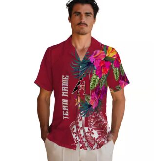 Arizona Diamondbacks Floral Hawaiian Shirt - MLB Polynesian Red Tropical Summer Fan Apparel