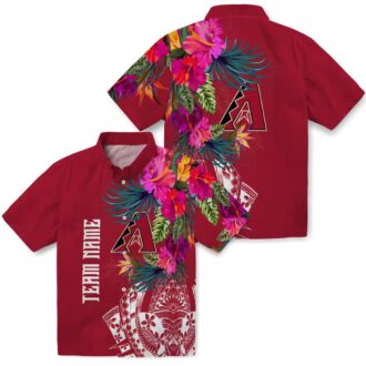 Arizona Diamondbacks Floral Hawaiian Shirt - MLB Polynesian Red Tropical Summer Fan Apparel