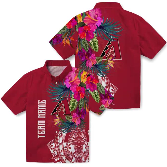 Arizona Diamondbacks Floral Hawaiian Shirt - MLB Polynesian Red Tropical Summer Fan Apparel