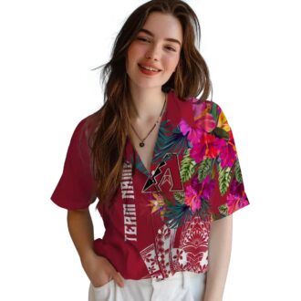 Arizona Diamondbacks Floral Hawaiian Shirt - MLB Polynesian Red Tropical Summer Fan Apparel
