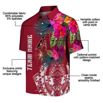 Arizona Diamondbacks Floral Hawaiian Shirt - MLB Polynesian Red Tropical Summer Fan Apparel