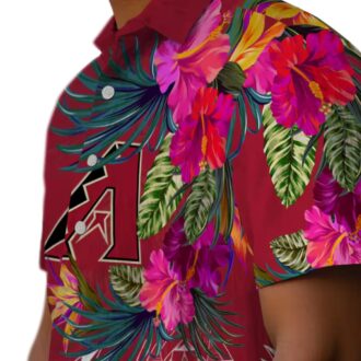 Arizona Diamondbacks Floral Hawaiian Shirt - MLB Polynesian Red Tropical Summer Fan Apparel
