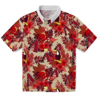 Arizona Diamondbacks Floral Toucan Hawaiian Shirt - MLB Team Red Tropical Aloha Apparel