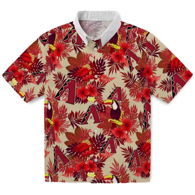 Arizona Diamondbacks Floral Toucan Hawaiian Shirt - MLB Team Red Tropical Aloha Apparel
