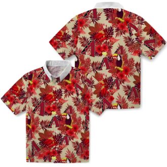 Arizona Diamondbacks Floral Toucan Hawaiian Shirt - MLB Team Red Tropical Aloha Apparel