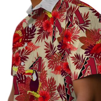 Arizona Diamondbacks Floral Toucan Hawaiian Shirt - MLB Team Red Tropical Aloha Apparel