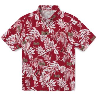 Arizona Diamondbacks Hawaiian Aloha Shirt, Tropical Leaf Red White Summer Vacation Outfit