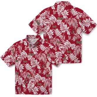 Arizona Diamondbacks Hawaiian Aloha Shirt, Tropical Leaf Red White Summer Vacation Outfit
