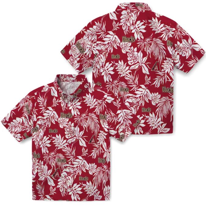 Arizona Diamondbacks Hawaiian Aloha Shirt, Tropical Leaf Red White Summer Vacation Outfit