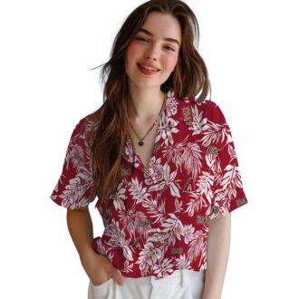 Arizona Diamondbacks Hawaiian Aloha Shirt, Tropical Leaf Red White Summer Vacation Outfit
