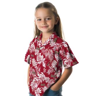 Arizona Diamondbacks Hawaiian Aloha Shirt, Tropical Leaf Red White Summer Vacation Outfit