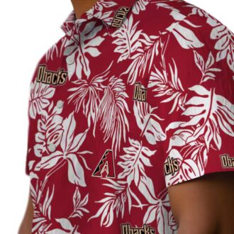 Arizona Diamondbacks Hawaiian Aloha Shirt, Tropical Leaf Red White Summer Vacation Outfit