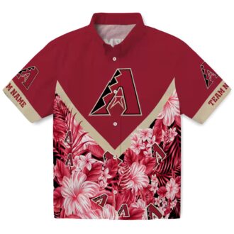 Arizona Diamondbacks Hawaiian Button Up Shirt - Tropical Chevron Floral MLB Summer Apparel