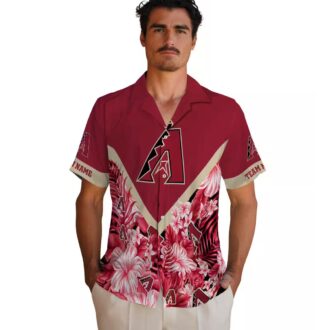 Arizona Diamondbacks Hawaiian Button Up Shirt - Tropical Chevron Floral MLB Summer Apparel