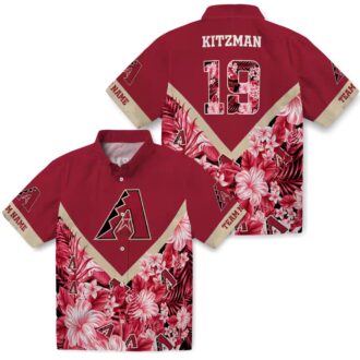 Arizona Diamondbacks Hawaiian Button Up Shirt - Tropical Chevron Floral MLB Summer Apparel