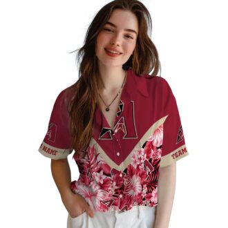 Arizona Diamondbacks Hawaiian Button Up Shirt - Tropical Chevron Floral MLB Summer Apparel