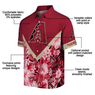 Arizona Diamondbacks Hawaiian Button Up Shirt - Tropical Chevron Floral MLB Summer Apparel
