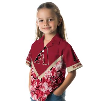 Arizona Diamondbacks Hawaiian Button Up Shirt - Tropical Chevron Floral MLB Summer Apparel