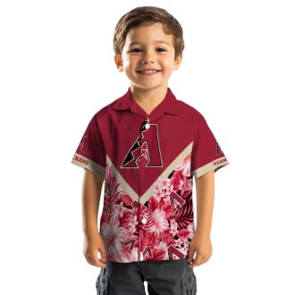 Arizona Diamondbacks Hawaiian Button Up Shirt - Tropical Chevron Floral MLB Summer Apparel